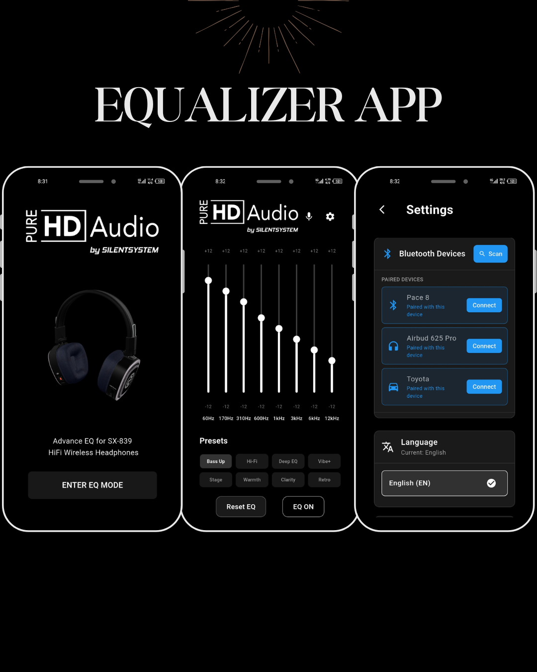 Mobile app screens developed for clients